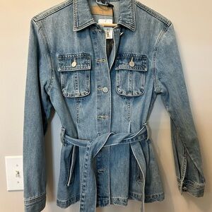 New Evereve Blue Jean Jacket with Belted Waist